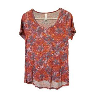 LuLaRoe Pink, Purple, Turquoise, Orange Abstract Pattern Classic T Shirt Size XS